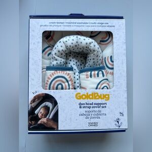 GoldBug Duo Car Seat Head Support and Strap Cover - Car Seat Insert for Baby